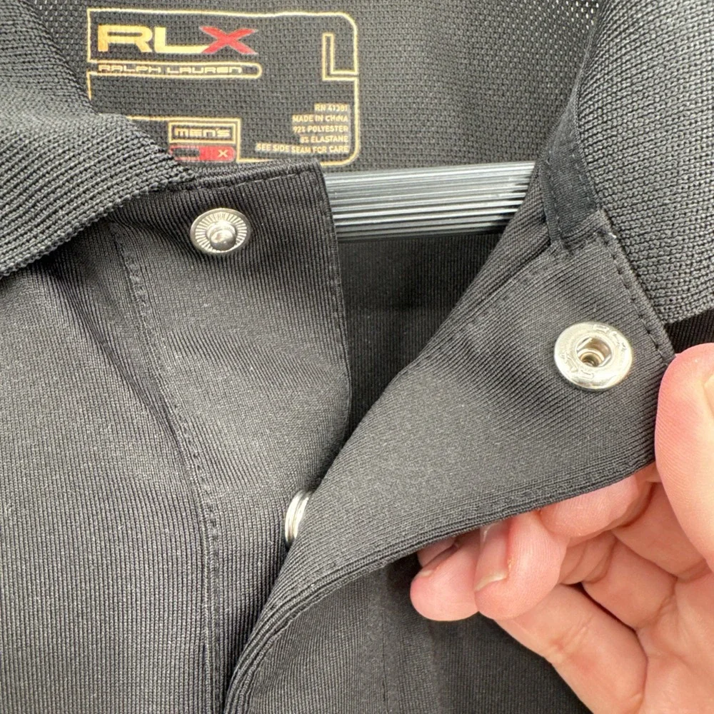 RLX Ralph‎ Lauren Golf Polo Mens L BLack Trump National Bedminster Activewear